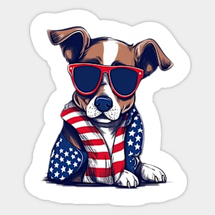 Patriotic Dog, 4th of July Design Sticker